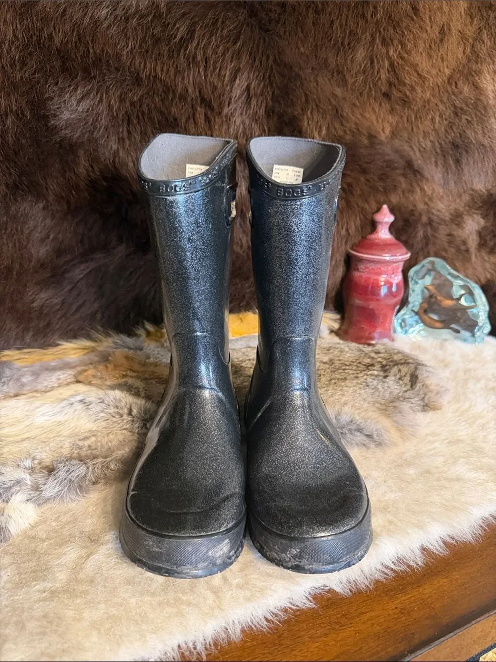 Black Glitter Rain Boots Y5 (3180)